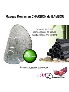 MASQUE VISAGE KONJAC AU CHARBON de BAMBOU